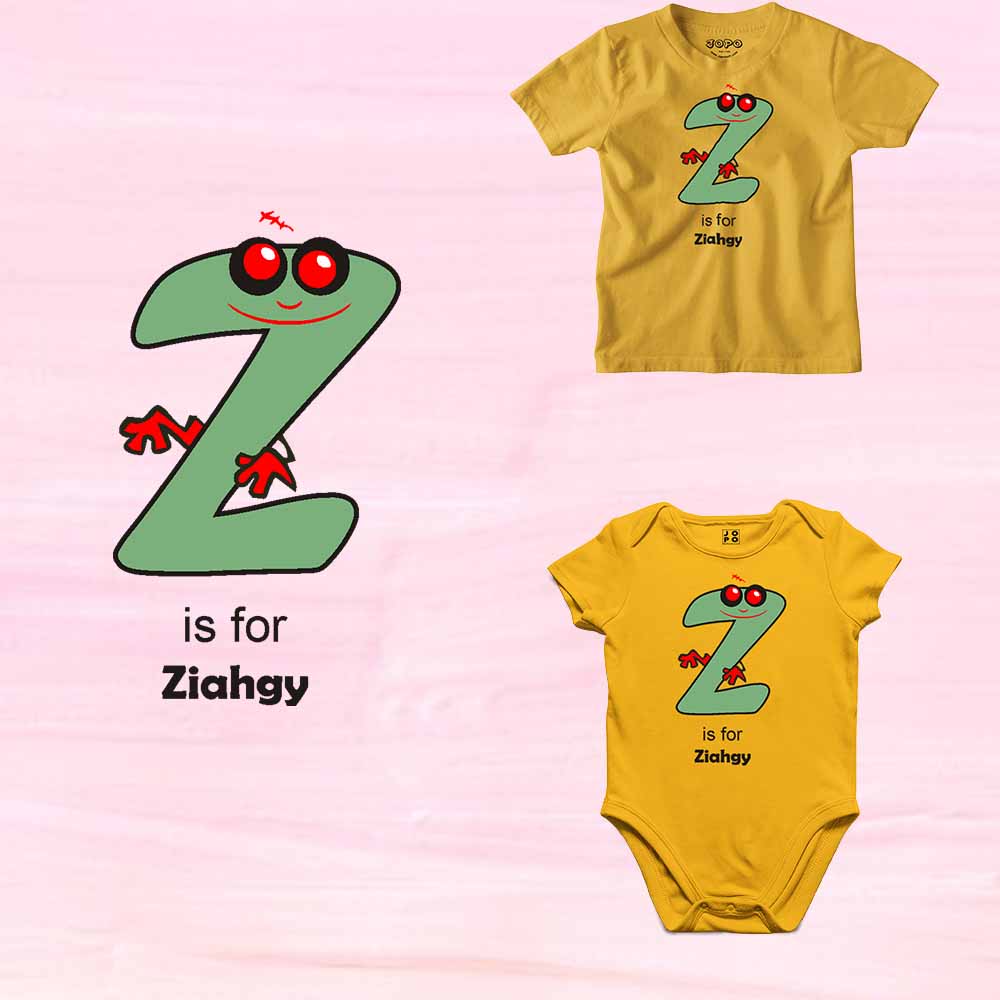 Kid's Alphabet 'Z for Ziahgy' name Multicolor T-shirt/Romper ...