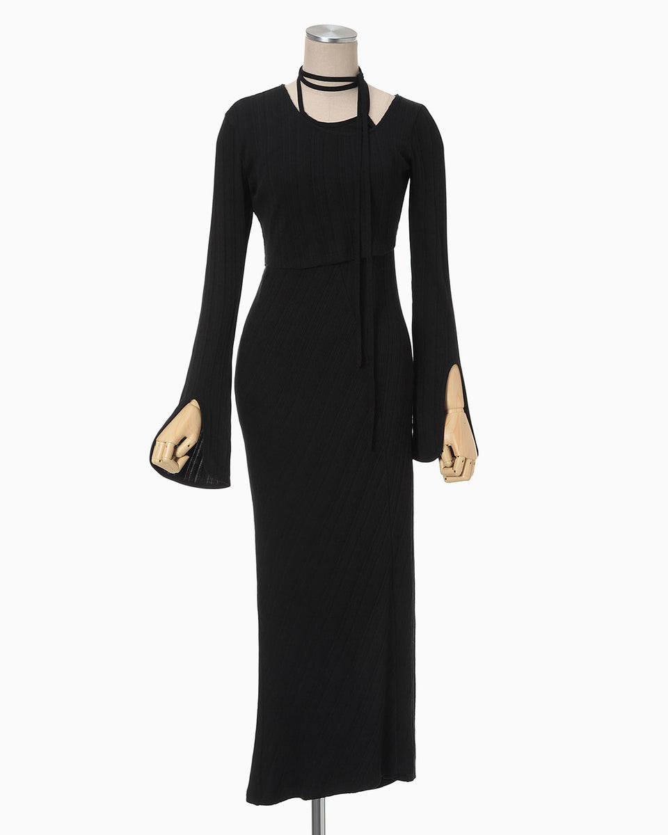 ブラック系,S欲しいの mame Ribbed Jersey Multi-Way Dress black ロングワンピース  ワンピースブラック系S￥40,937-eur-artec.fr