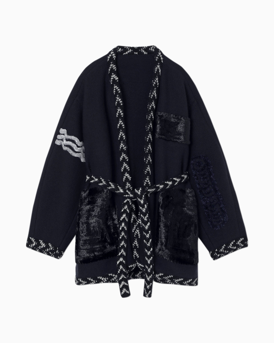 未使用Mamekurogouchi JomonPattenKnittedRobe-