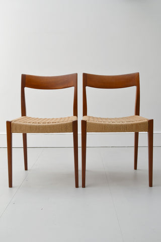 Set Of 4 Teak and Papercord Dining Chairs By Nils  - Johnsson - Mid Century Modern 1950's - SOLD