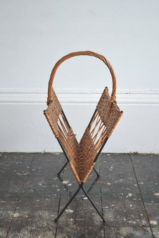 French Vintage Rattan/Wicker Magazine Holder - Original 1950's