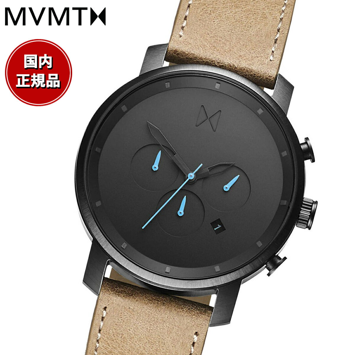MVMT 腕時計 クロノ ブラックゴールド レザーベルト-connectedremag.com