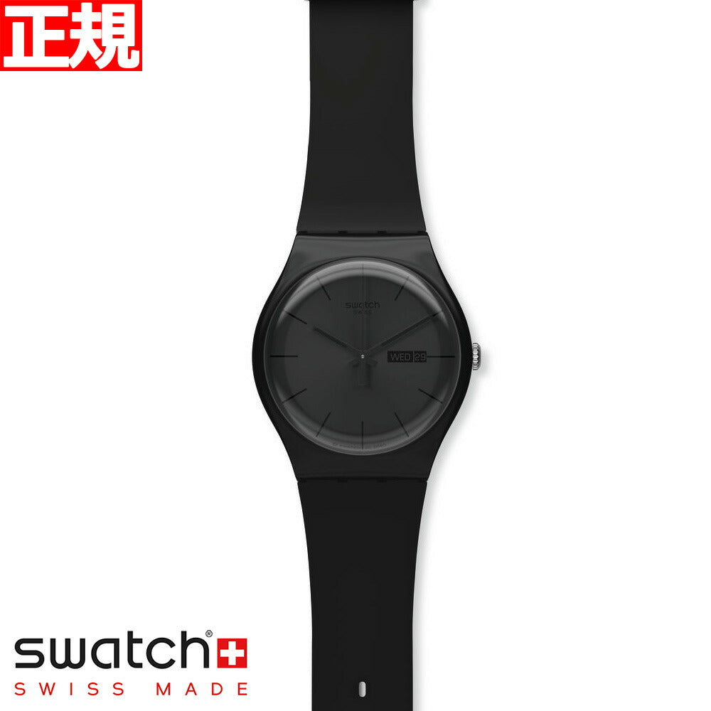 腕時計 スウォッチ Swatch Men's Originals SUOB702 Black Silicone