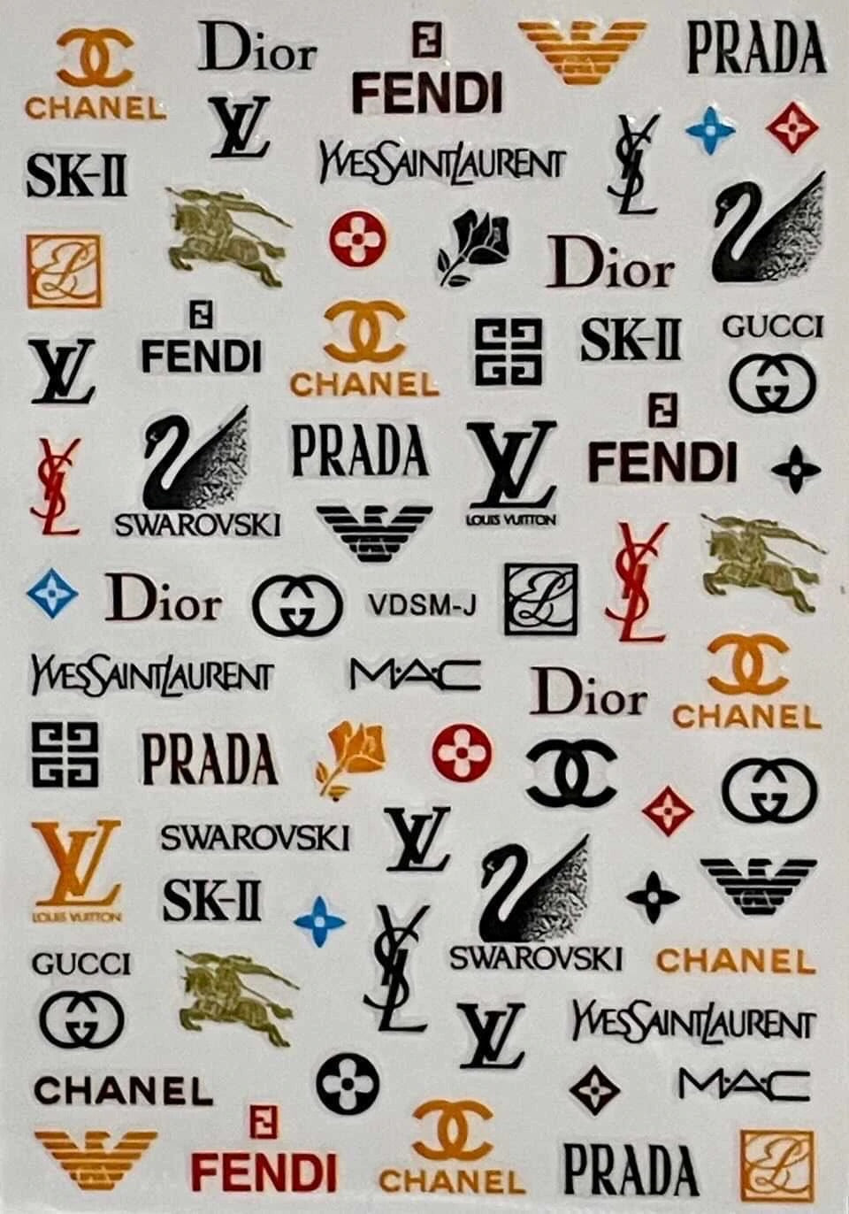 zuigen Onderdompeling Invloedrijk Gucci Chanel CC LV Mixed Designer Logo Nail Stickers • Chanel CC Fendi –  KittyKatClawz Nail Shop