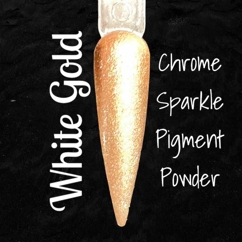 White Gold • Holo Chrome Pigment Sparkle Powder • Light Gold Holo Chro –  KittyKatClawz Nail Shop