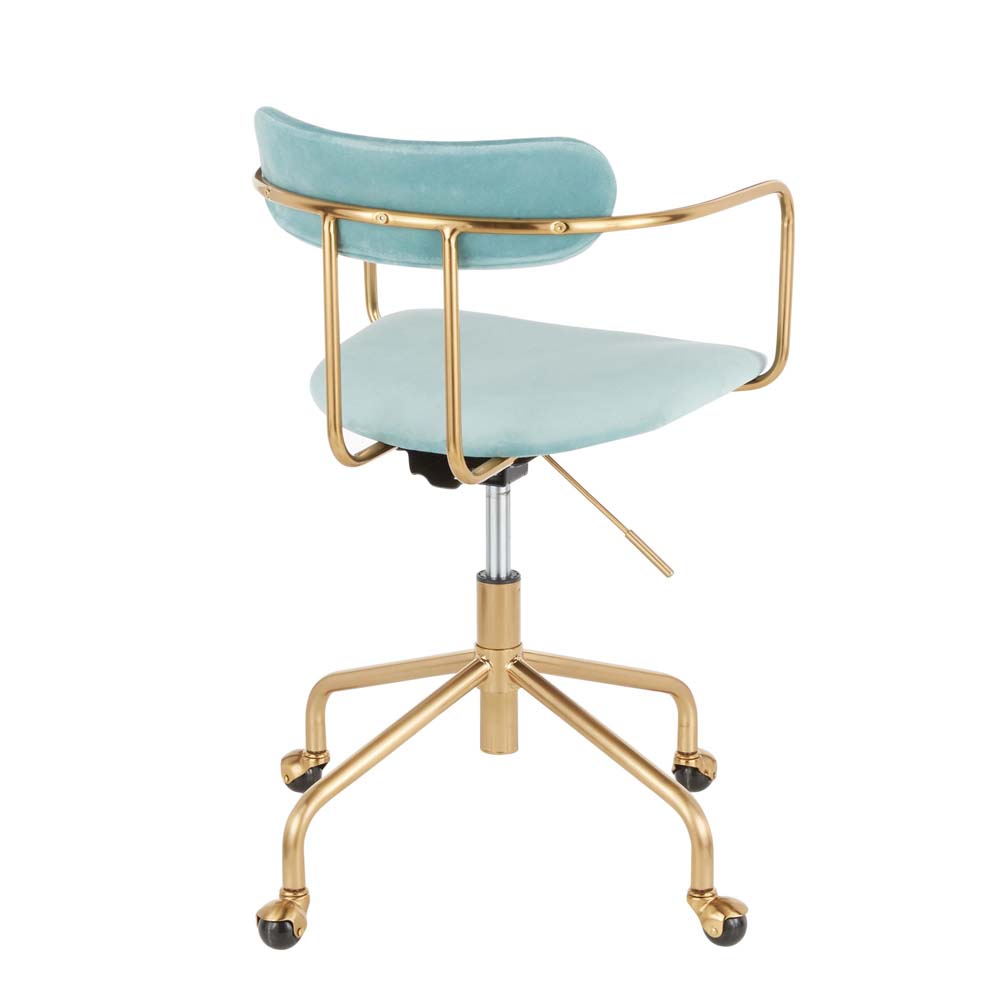 blue and gold office chair