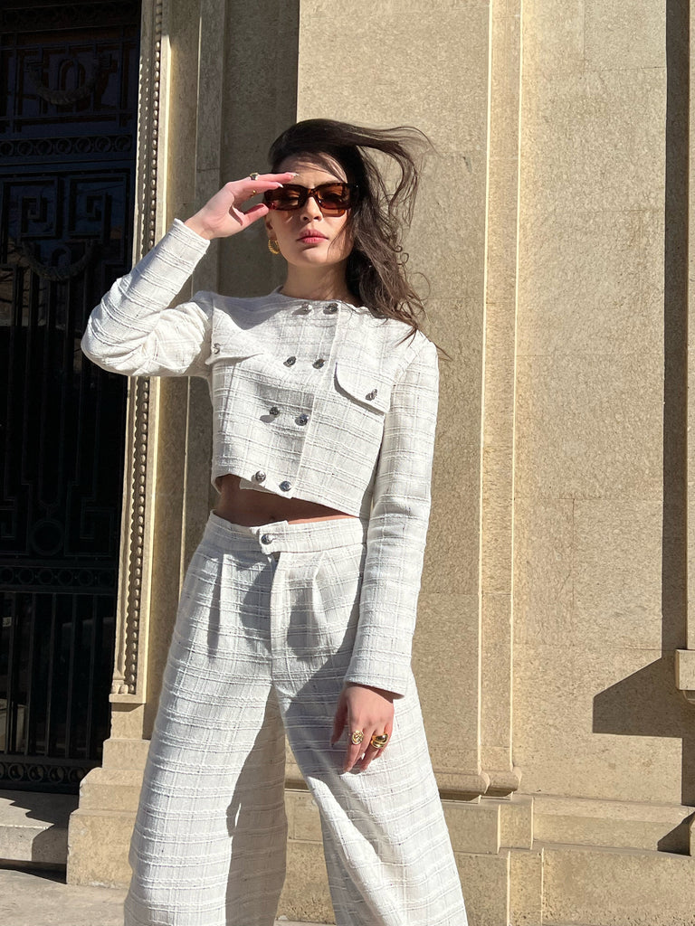 Tweed blazer with pockets - White Store Armenia