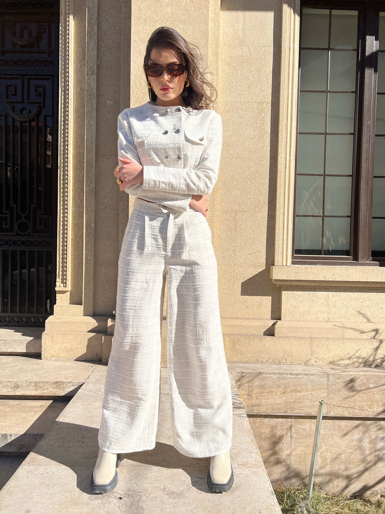 Tweed blazer with pockets - White Store Armenia