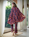 Pink & Navy Blue Kimono | Emily Lightweight Silky Paisley Robe