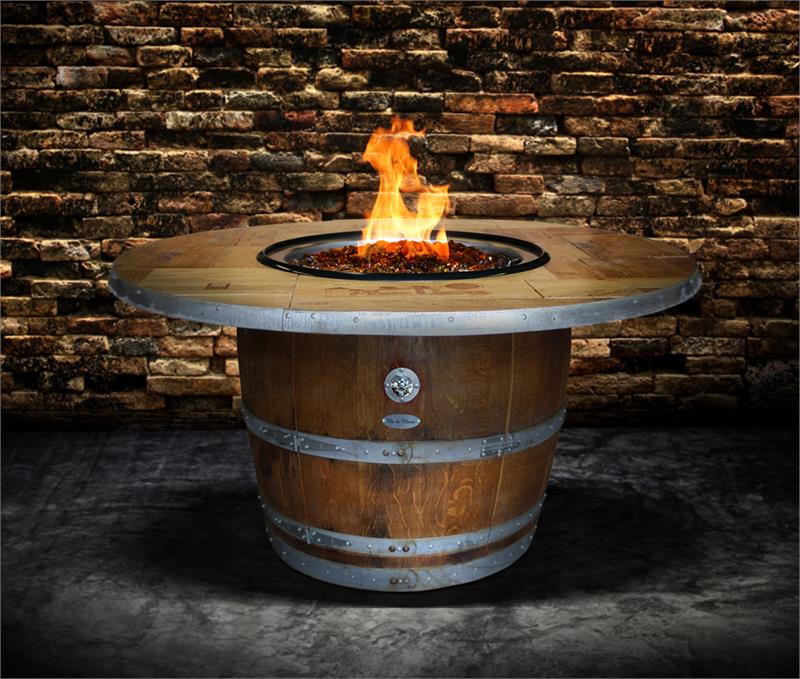 wine barrel propane fire table