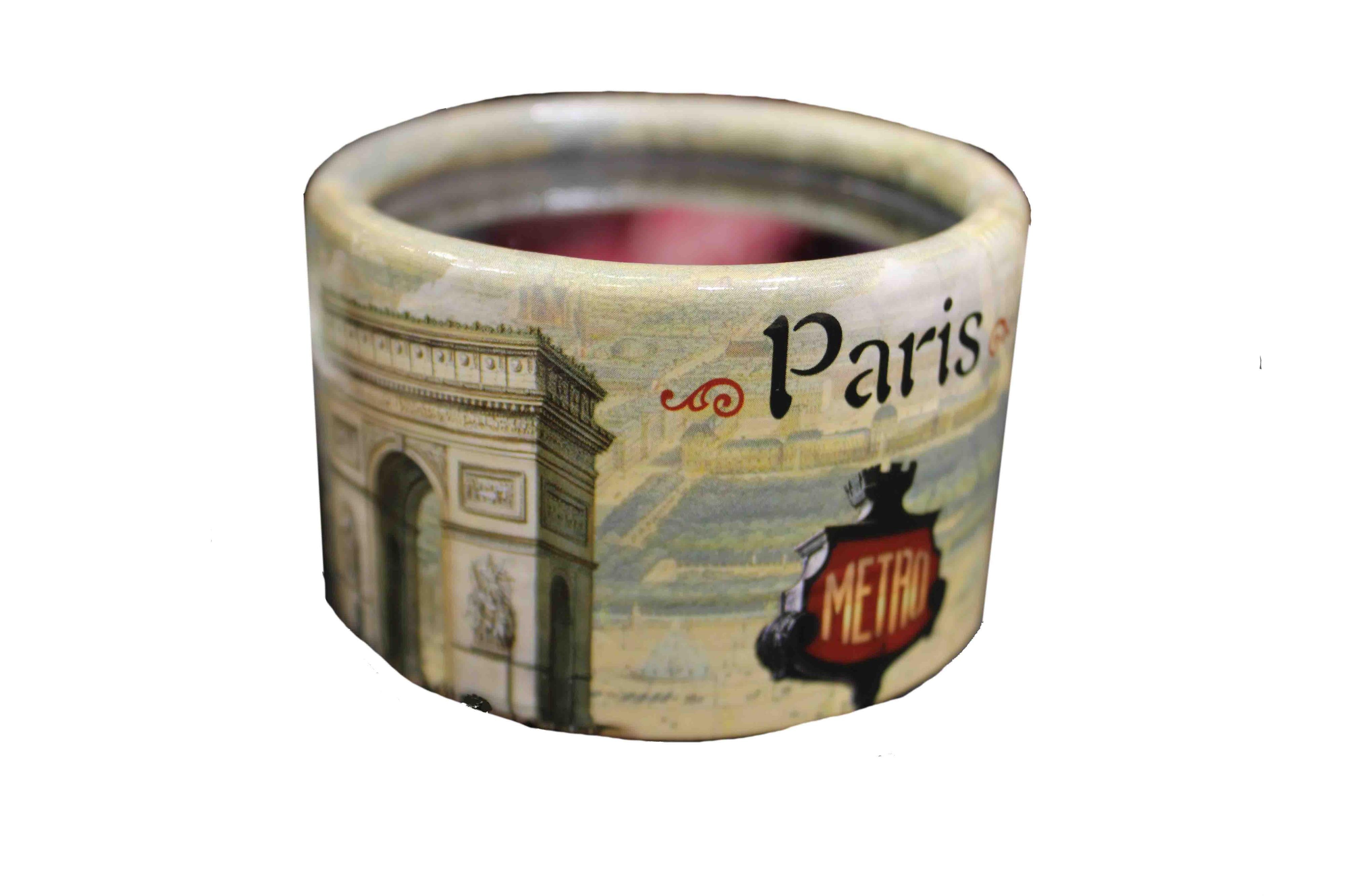 Pequeña caja de música decorada con la Torre Eiffel de París y con la melodía I love Paris 