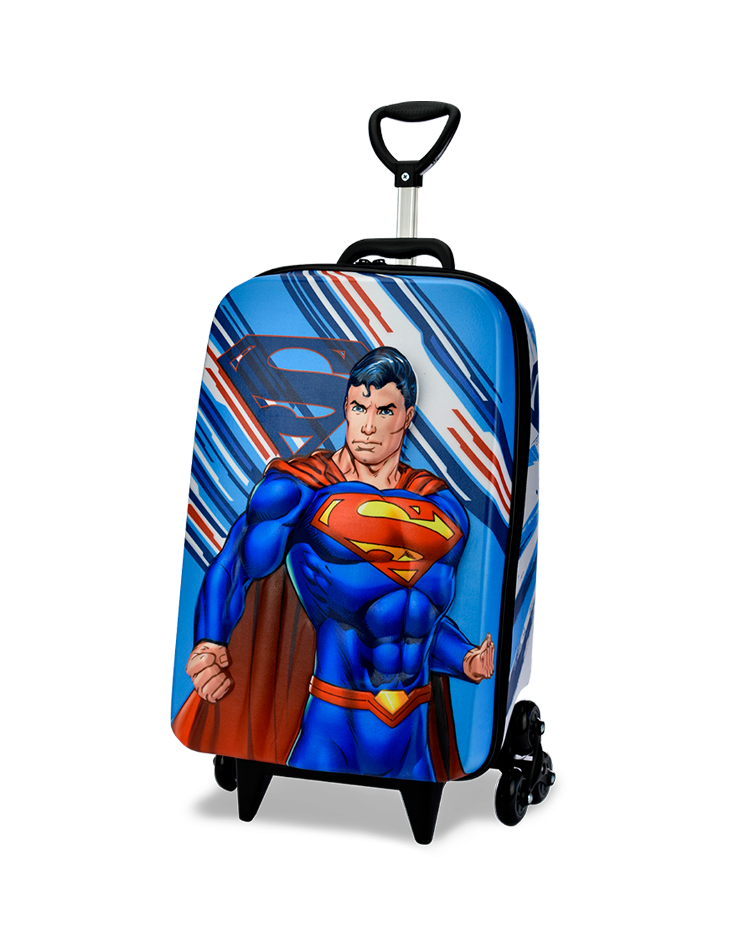 MaxToy Justice League Superman 3D Kids Luggage with Easy 6 Wheel System for your Teens and Kids Hero 