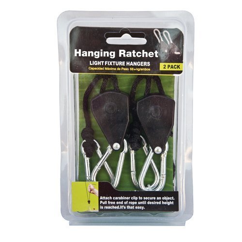 UEETEK 2 Pair 1/8" Hydroponics Grow Light Hanger Rope Ratchet Reflector Hangers 