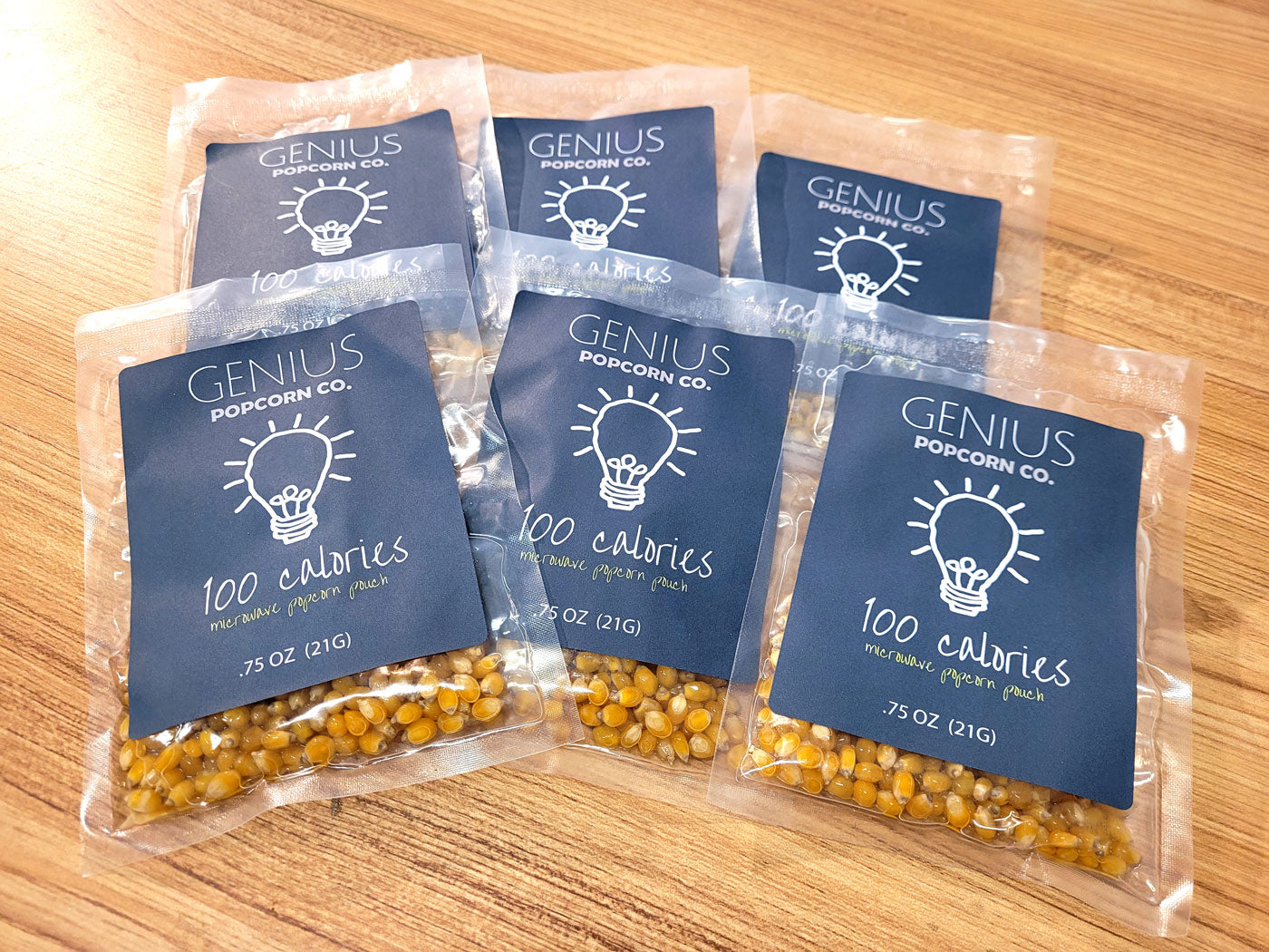 Uitscheiden accessoires Ik heb een Engelse les Genius Popcorn - 100 Calories Portion Pack - 6 Pouches - Organic Kerne –  Genius Popcorn Co.