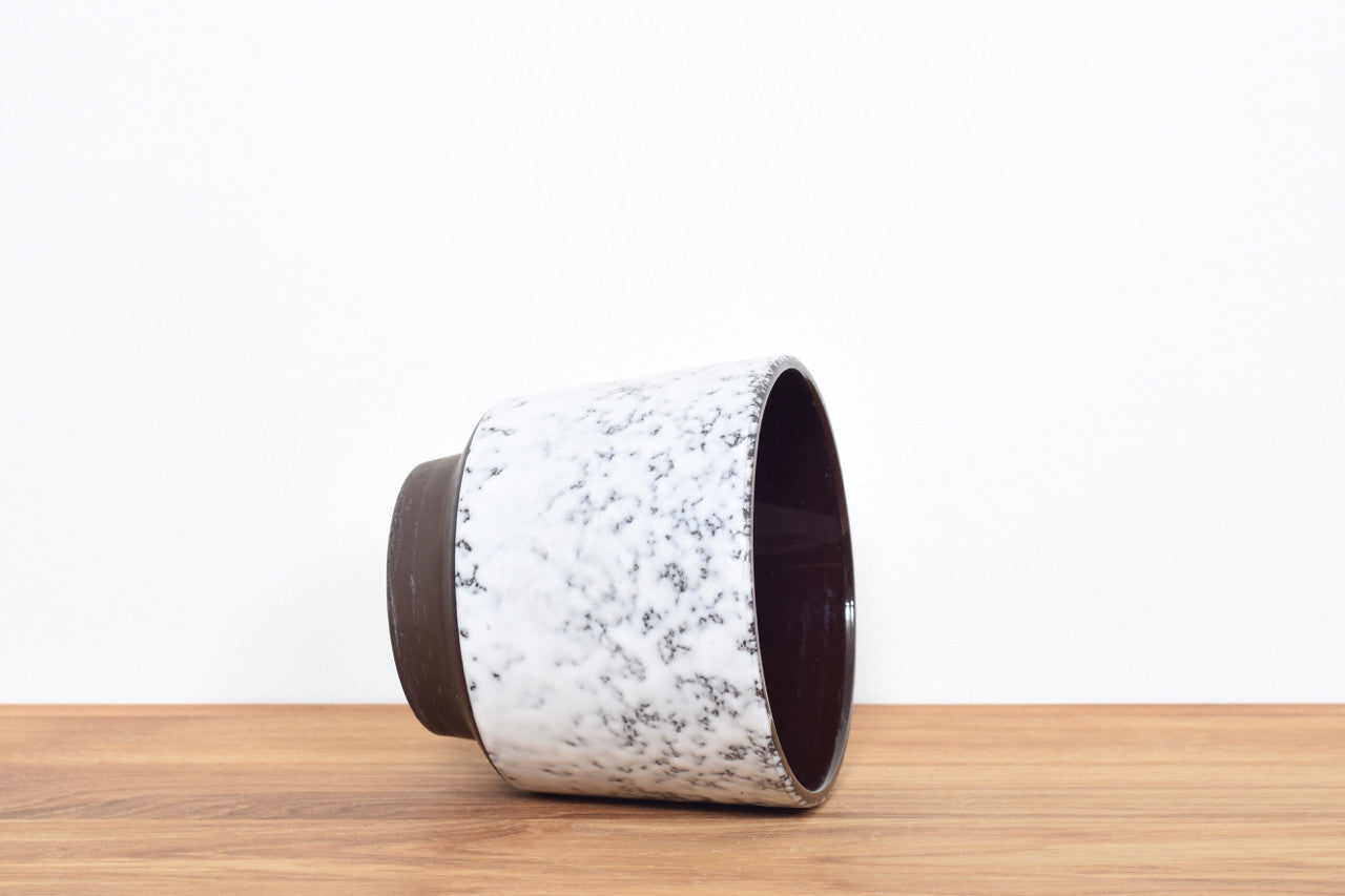 Not specified West German ceramic flower pot with flecked white glaze