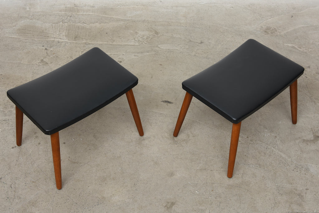 Two available: 1960s vinyl + teak foot stools