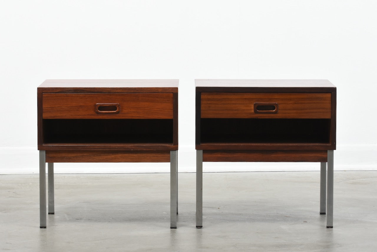 Pair of rosewood bedside tables by Nipu