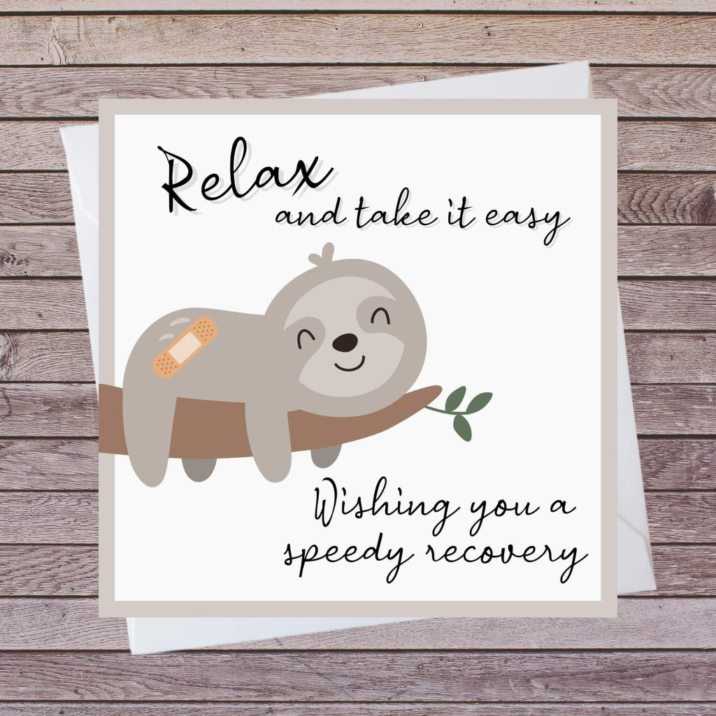 Relaxed Sloth' Get Well Soon Card | Cute Printed Greetings Cards ...