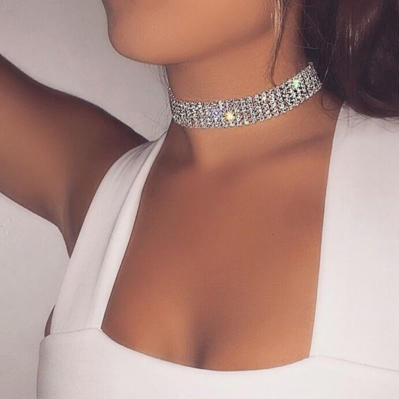 NEW Crystal Choker Necklace Women Wedding Accessories Silve –