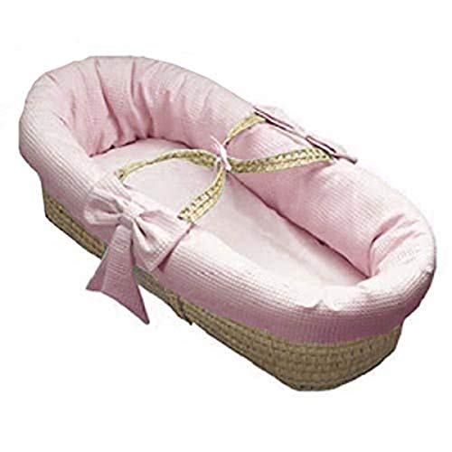 Pink Tadpoles Twisted Fur Moses Basket and Bedding Set