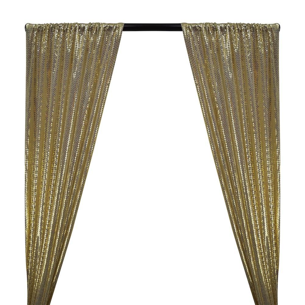 Gold on Silver American Trans Knit Sequins Fabric Curtains with