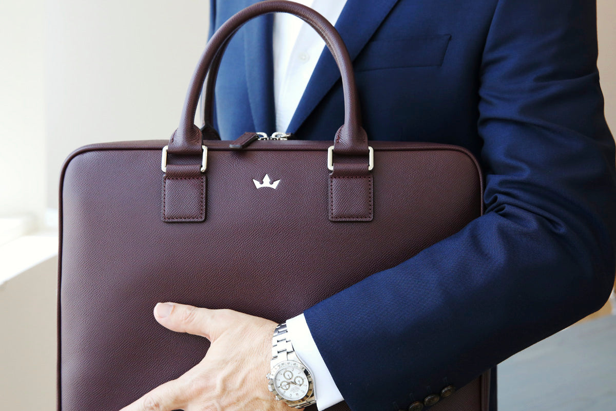 RODERER LEATHER BRIEFCASE MILANO BURGUNDY