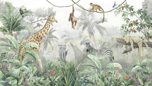 Mix Jungle Animals wallpaper Peel and Stick | Forest Animals Wall Sticker |  Animals in Jungle Wall Decal £ Free Delivery