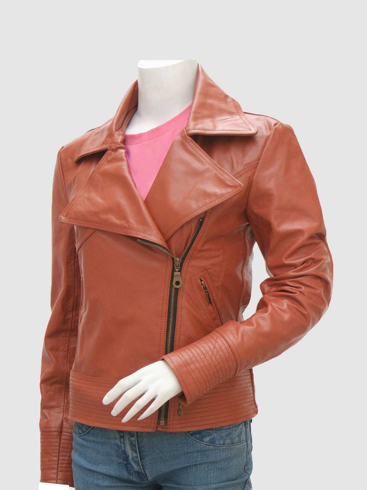 Cognac Leather Jacket For Women Leather Jacket Master 9728