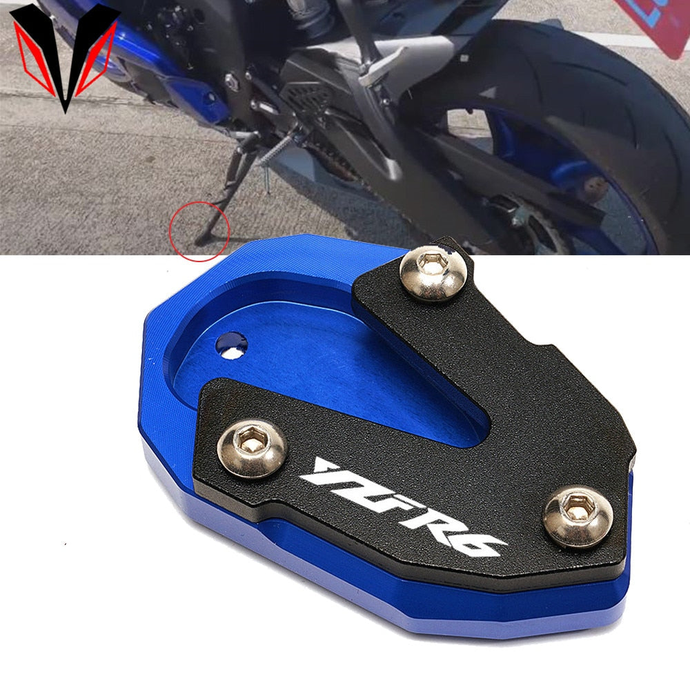 Kickstand Side Stand Extension Pad Plate For YAMAHA YZF R1 2009-2016 /Blue 