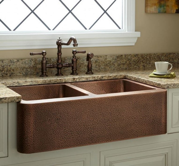 36” Double Bowl Hammered Copper Farmhouse Kitchen Sink – Sdi Factory