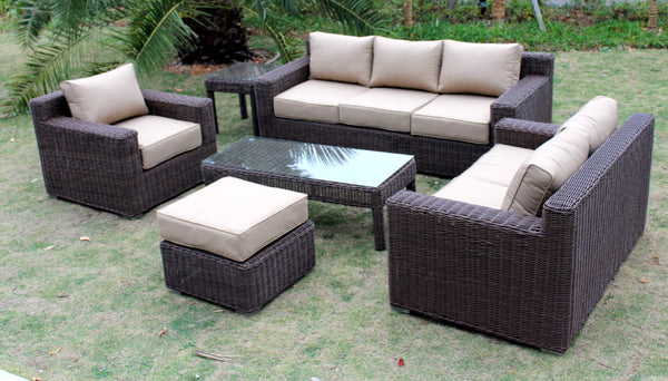 Wicker Patio Furniture Set with Cushions - Light Green 