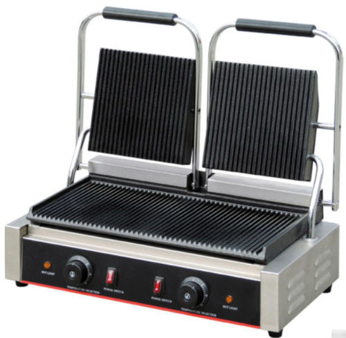 Commercial Stainless Steel Countertop Double Panini Sandwich Grill
