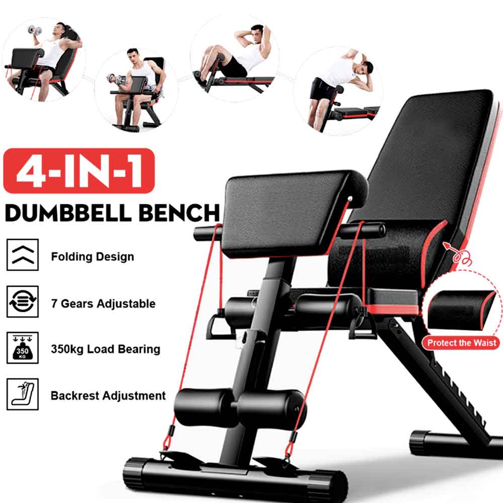 Foldable Gym Heavy Duty 7 Incline Weight Workout Dumbbell Bench Fitness Workout 