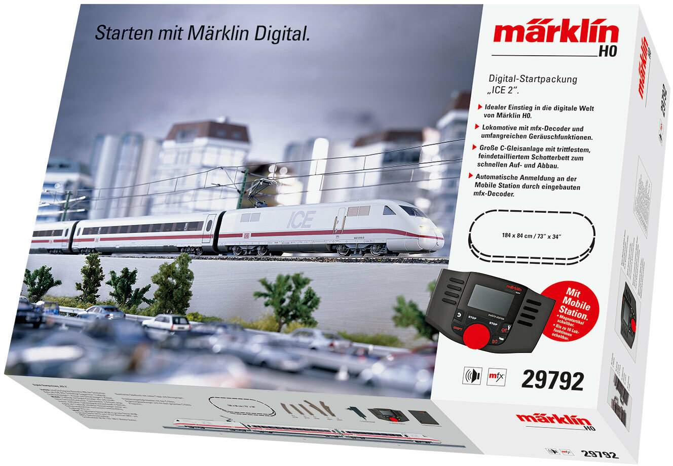 Stapel vaardigheid verfrommeld Marklin HO 29792 ICE 2 Starter Set - 3-Rail w/Sound & Digital 120V -- –  Euro Model Trains