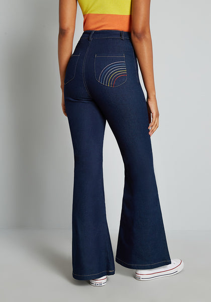 rainbow bell bottom jeans