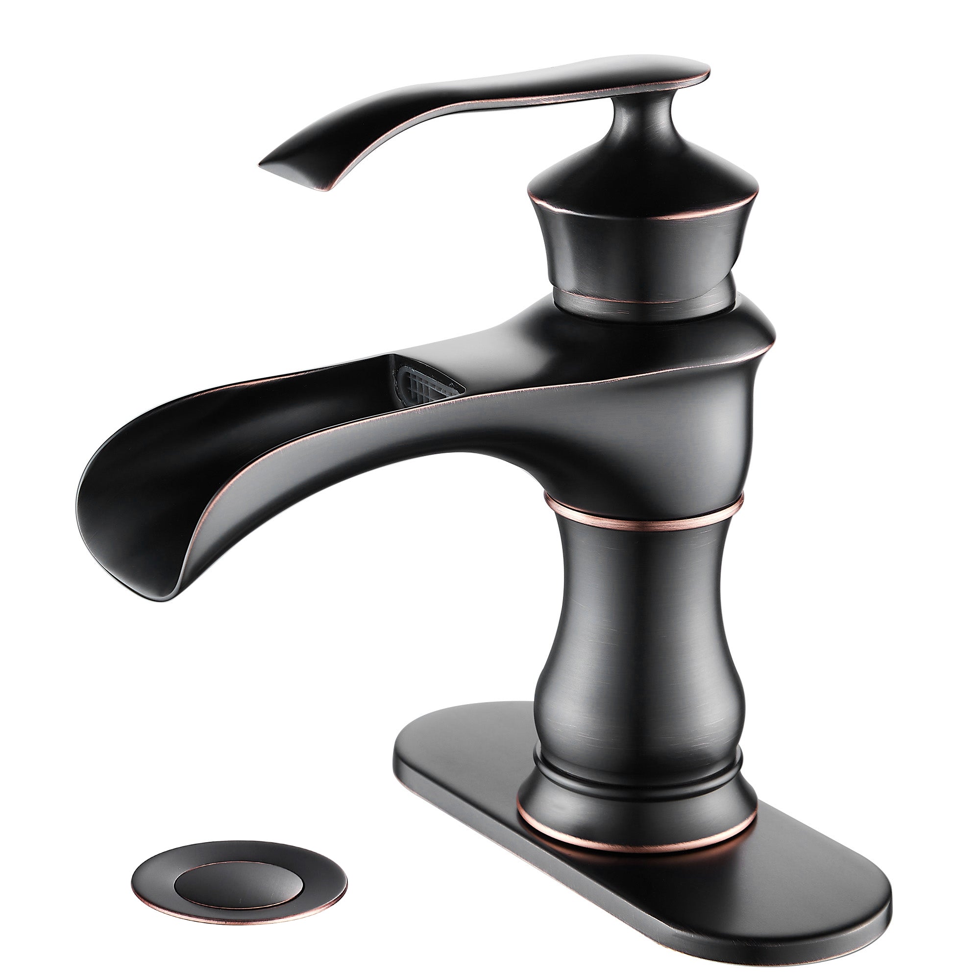 Bathroom Faucet Sink Waterfall Oil Rubbed Bronze Vanity Single Hole Mixer Tap 
