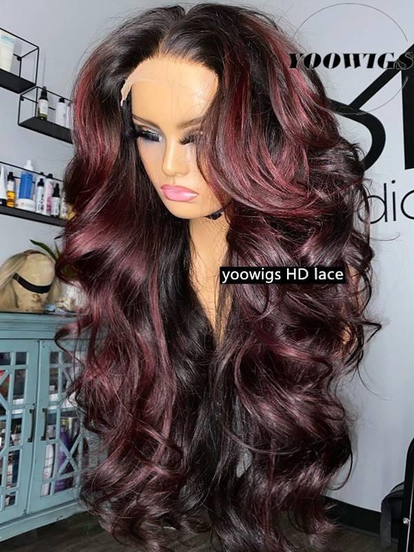 YOOWIGS Royal HD Film Lace Highlight Colored Lace Frontal Wigs Deep Pa –  yoowigs