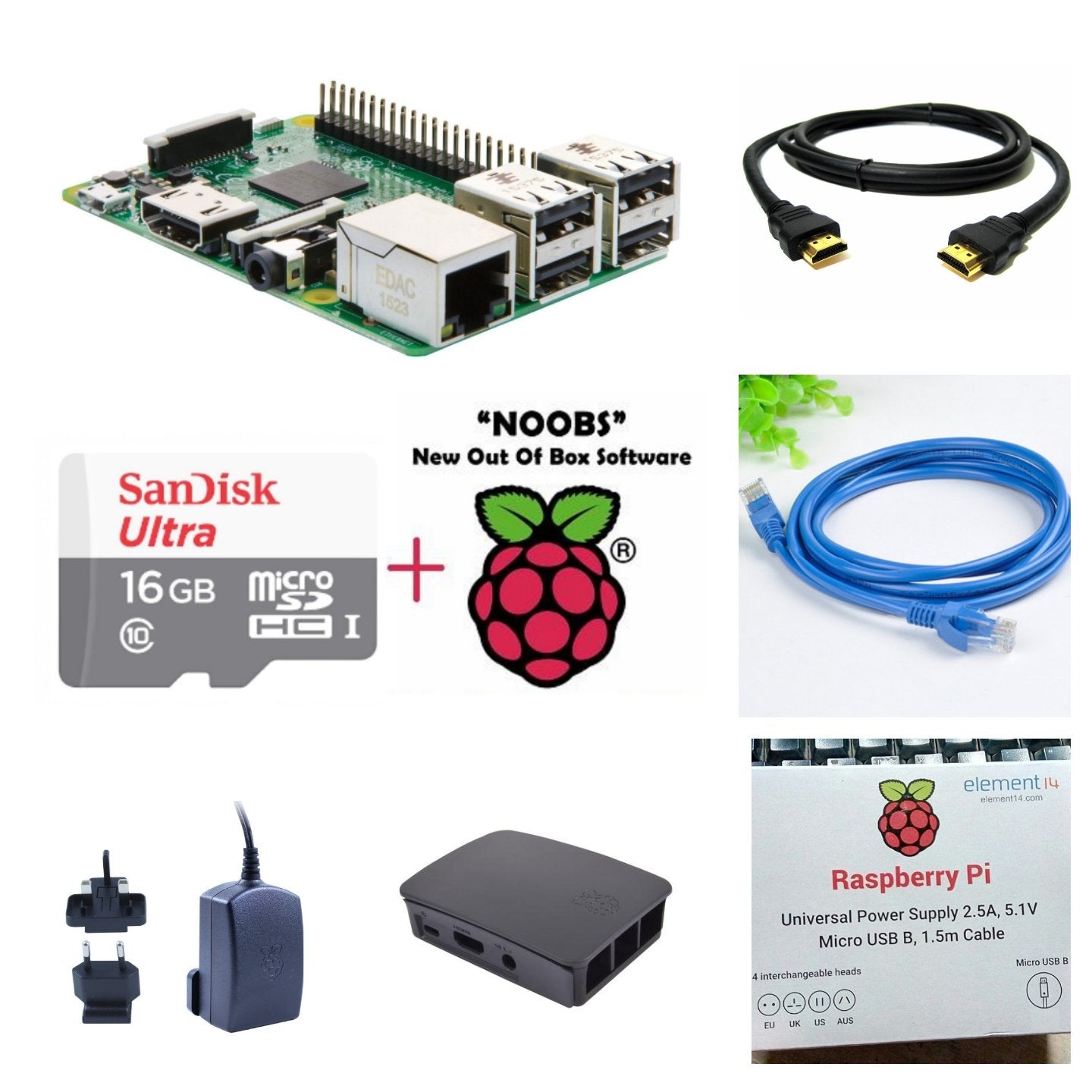 Buy Raspberry Pi 3 Model B Official Complete Kit 16gb Noobs 5v 25a Stontronics Adapter 7695