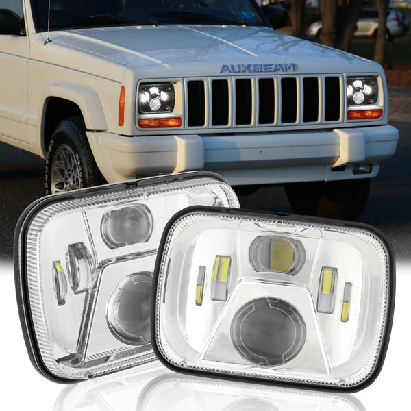 DOT 4PCS 7x6 5x7 H6054 Projector Led Headlights Hi/Low Sealed Beam for Jeep Wrangler YJ Cherokee XJ Chevrolet Express 1500 2500 3500 Replacement Headlights