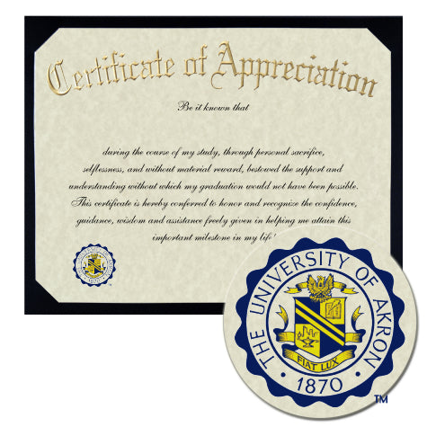 University of Akron Certificate of Appreciation SignatureA