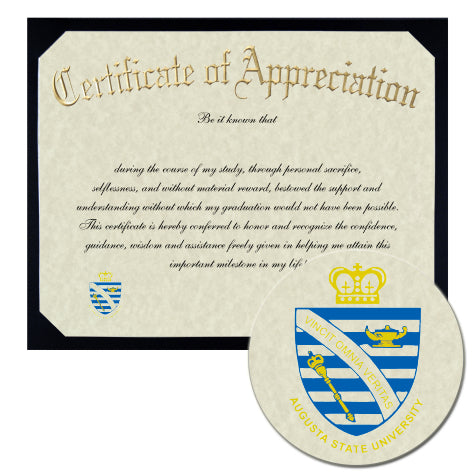 Augusta State University Certificate of Appreciation SignatureA