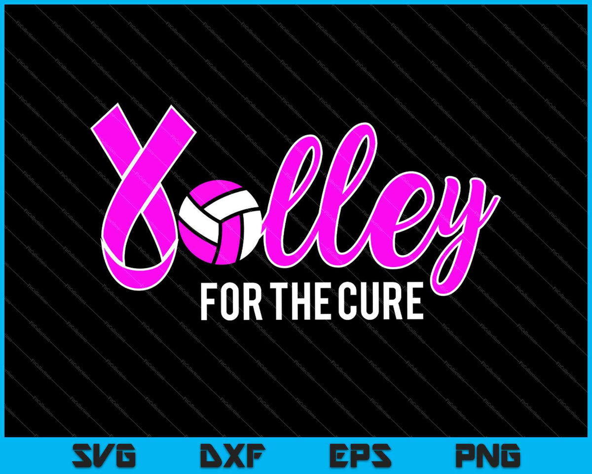 Volleyball Pink Ribbon Breast Cancer Volley For The Cure SVG PNG Files