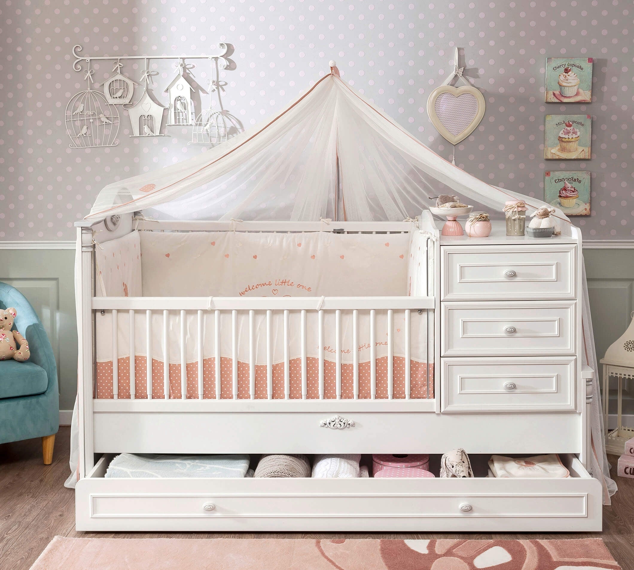 ijs Slink Faial Romantic meegroei ledikant (80x180 cm) | Cilek babykamer meubels – Cilek  Kindermeubels