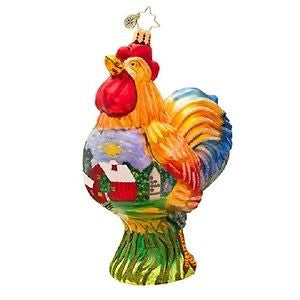 Christopher Radko BARNYARD BURNER Rooster Farm ornament