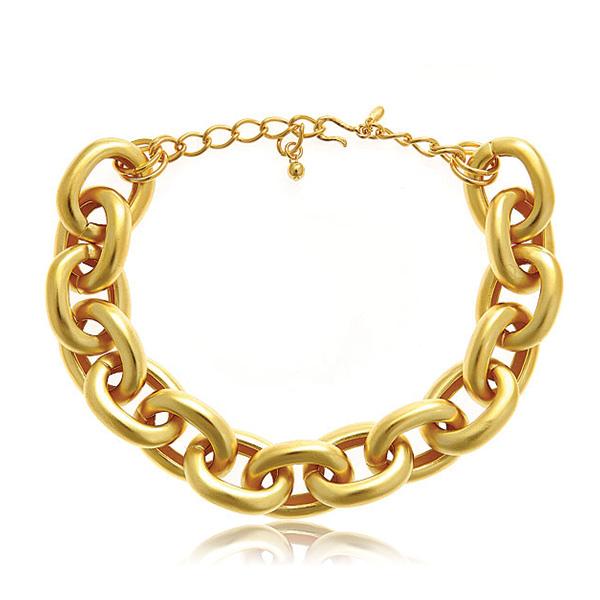 Kenneth Jay Lane Gold Satin Link Necklace HAUTEheadquarters