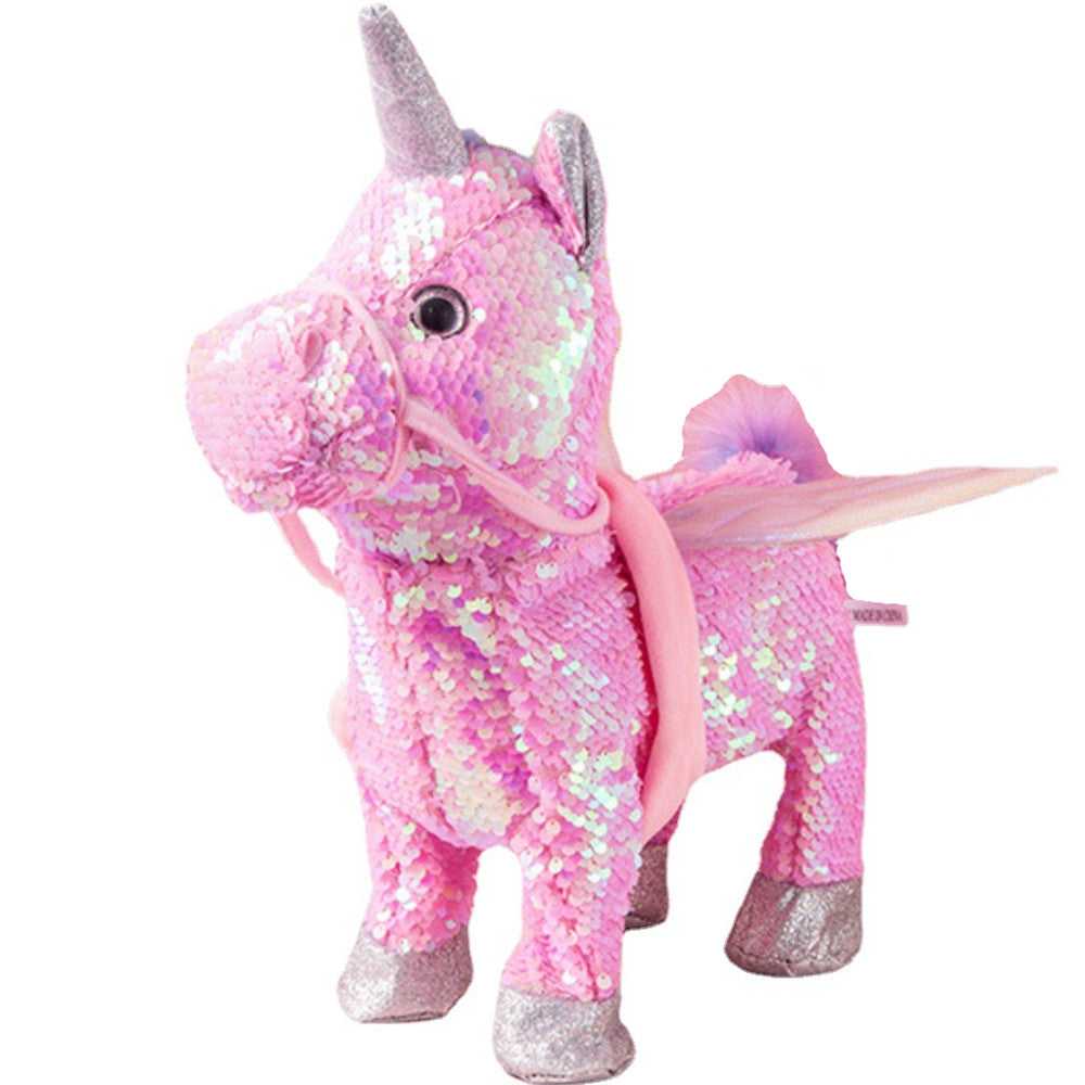 Baby Plush Walking Unicorn Toy Repeat What You Say Electronic Pet White 