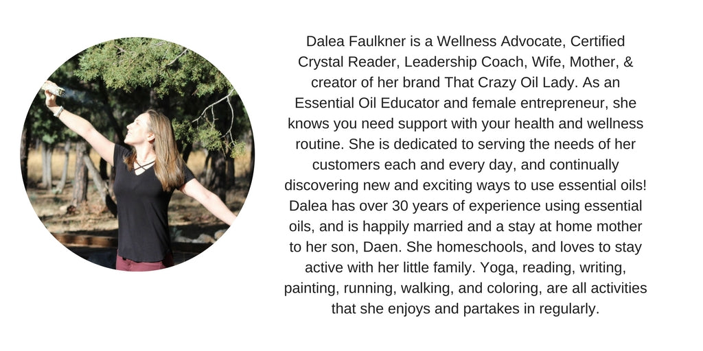 Today I am so excited to share my interview with Wellness Advocate, Certified Crystal Reader, Leadership Coach, Wife, Mother, and creator of her brand That Crazy Oil Lady Dalea Faulkner. Dalea shares about how she stays present, intentional and connected in Motherhood and her most important contribution in the world.