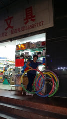 Found some hula hoops selling outside a shop.