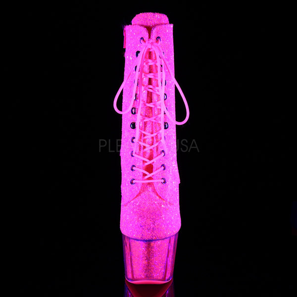 Adore 1020g Neon Pink Glitter Ankle Boot 7 Platform Heel 