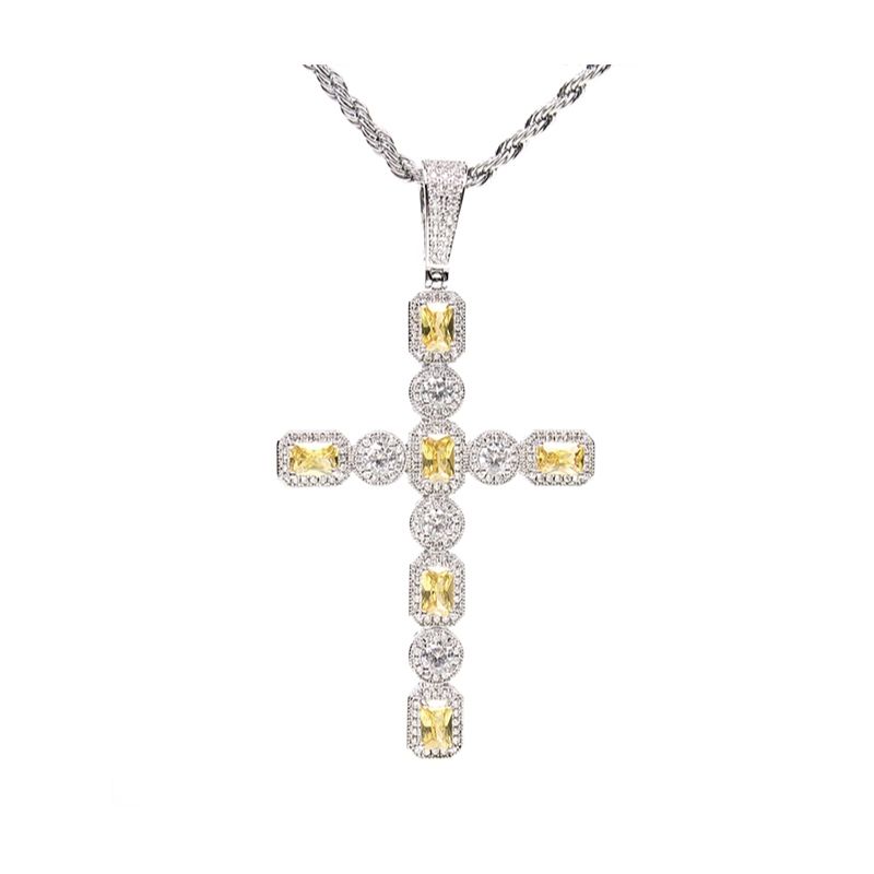 yellow diamond cross necklace